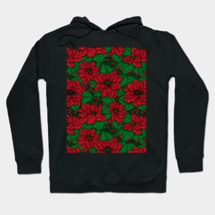 Poinsettia, Christmas pattern Hoodie